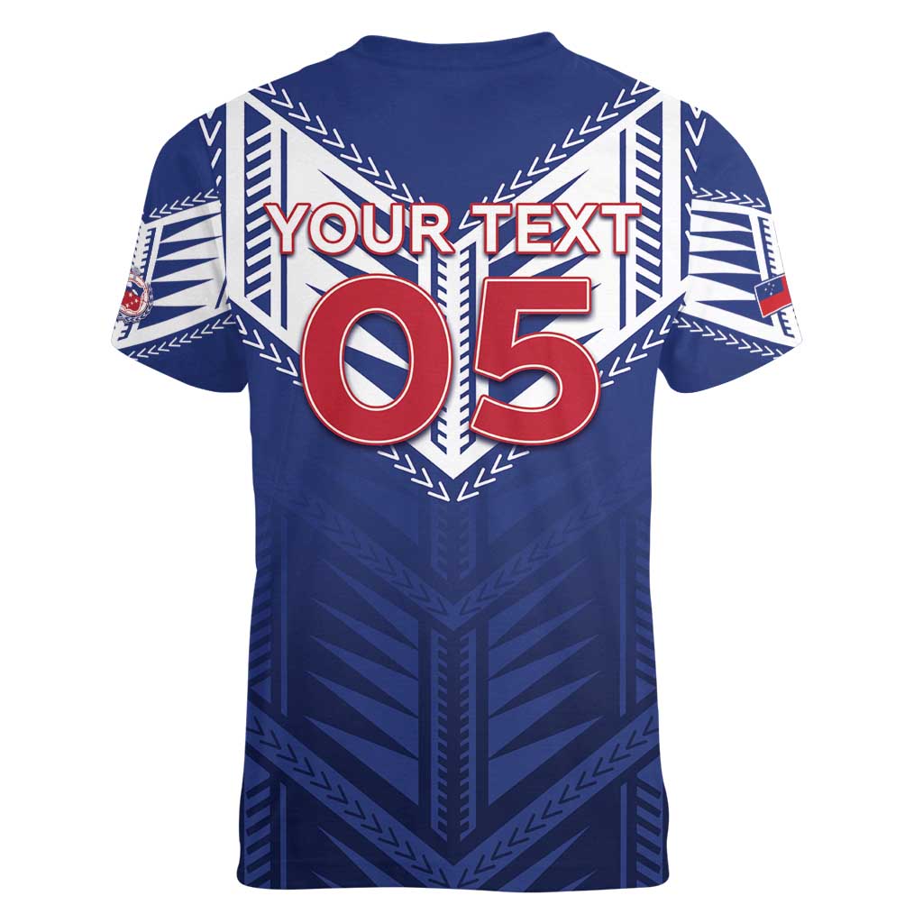 Super Toa Samoa Rugby Custom Women V-Neck T-Shirt Warrior Spirit LT05