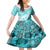 Hawaiian Tapa Kid Short Sleeve Dress Traditional Vintage Pattern Aqua LT05 KID Aqua - Polynesian Pride