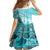 Hawaiian Tapa Kid Short Sleeve Dress Traditional Vintage Pattern Aqua LT05 - Polynesian Pride
