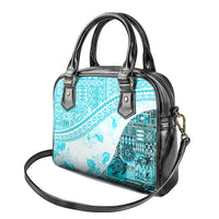 Hawaiian Tapa Shoulder Handbag Traditional Vintage Pattern Aqua LT05 - Polynesian Pride