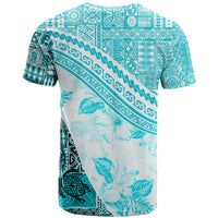 Hawaiian Tapa T Shirt Traditional Vintage Pattern Aqua LT05 - Polynesian Pride
