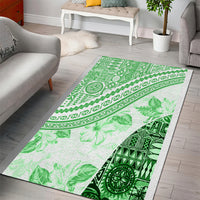 Hawaiian Tapa Area Rug Traditional Vintage Pattern Green LT05 - Polynesian Pride