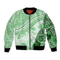 Hawaiian Tapa Bomber Jacket Traditional Vintage Pattern Green LT05 Unisex Green - Polynesian Pride