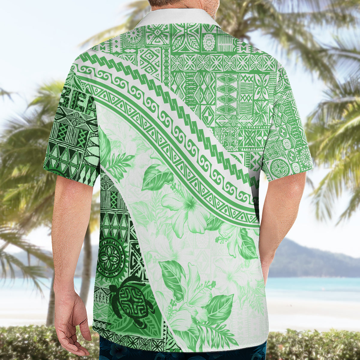 Hawaiian Tapa Hawaiian Shirt Traditional Vintage Pattern Green LT05 - Polynesian Pride