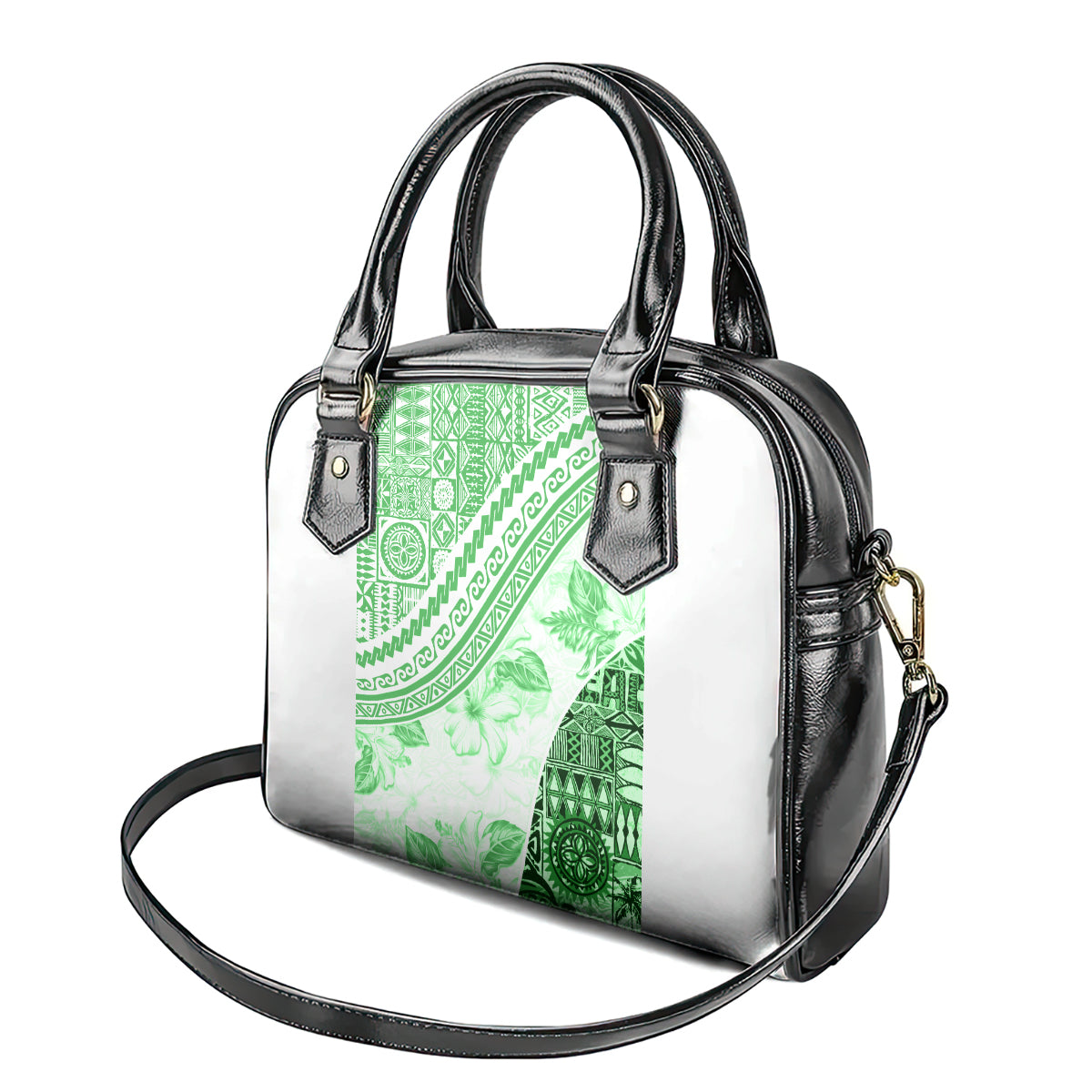 Hawaiian Tapa Shoulder Handbag Traditional Vintage Pattern Green LT05 - Polynesian Pride