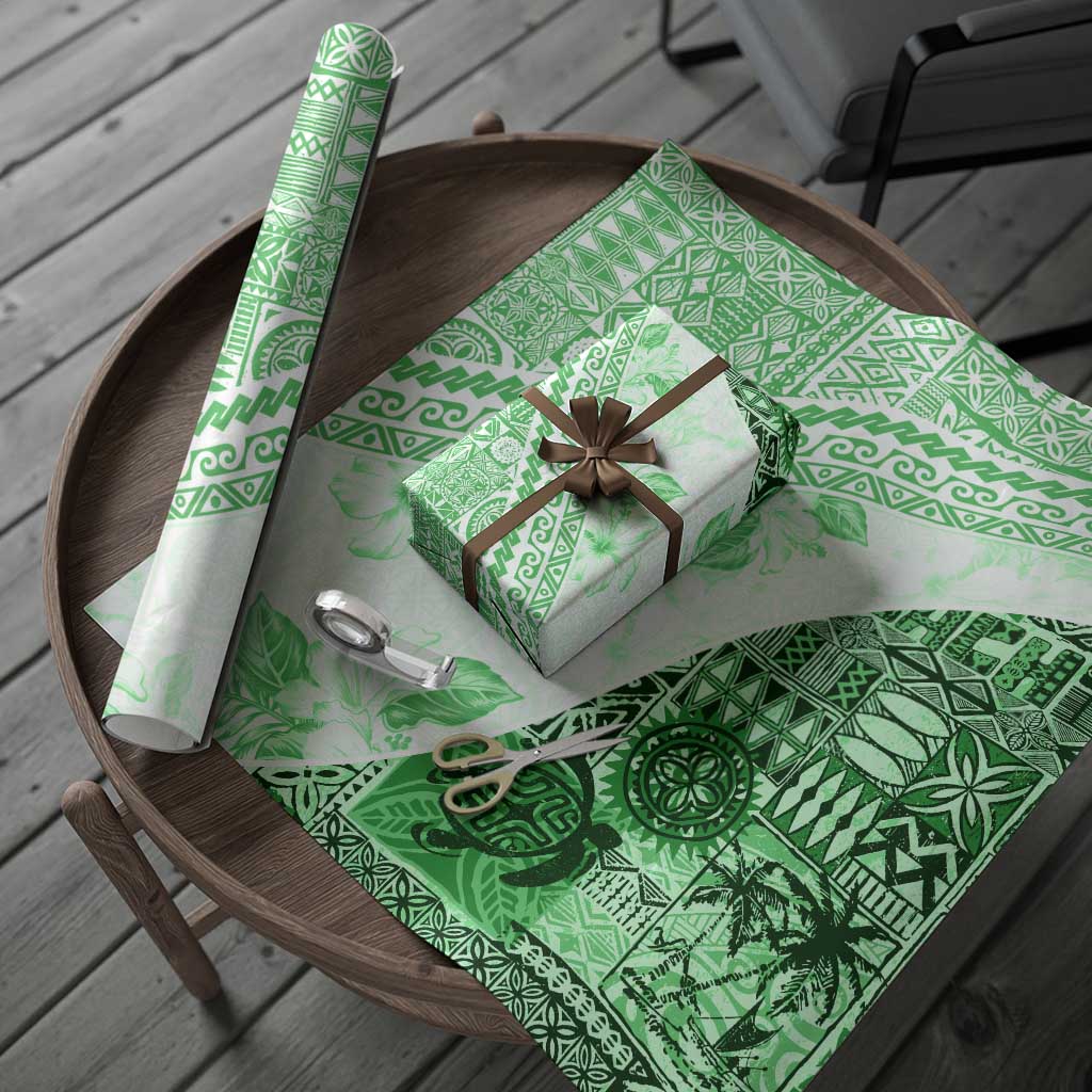 Hawaiian Tapa Wrapping Paper Traditional Vintage Pattern Green - Polynesian Pride