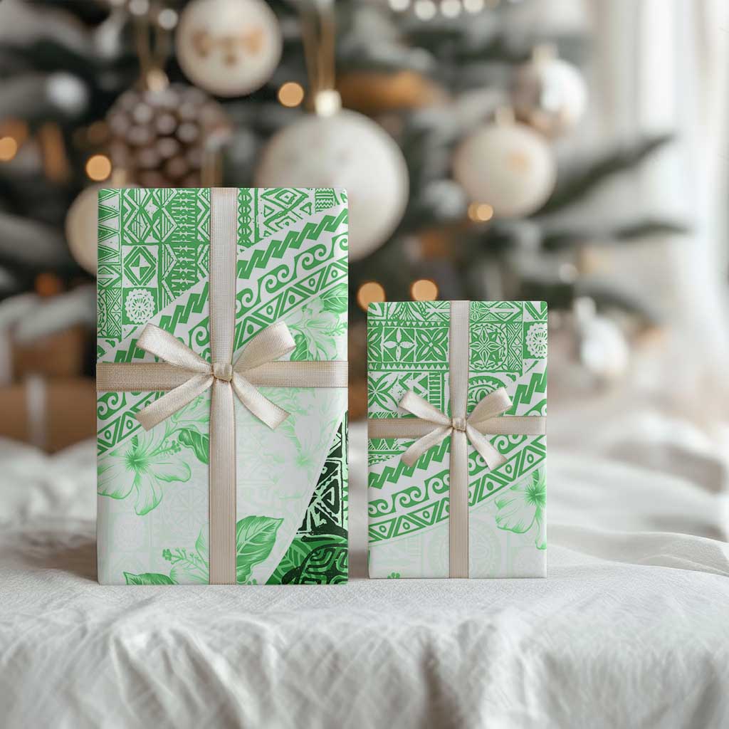 Hawaiian Tapa Wrapping Paper Traditional Vintage Pattern Green - Polynesian Pride