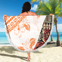 Hawaiian Tapa Beach Blanket Traditional Vintage Pattern Orange LT05 - Polynesian Pride