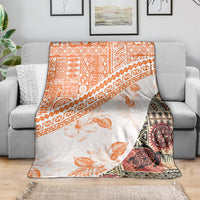 Hawaiian Tapa Blanket Traditional Vintage Pattern Orange LT05 - Polynesian Pride