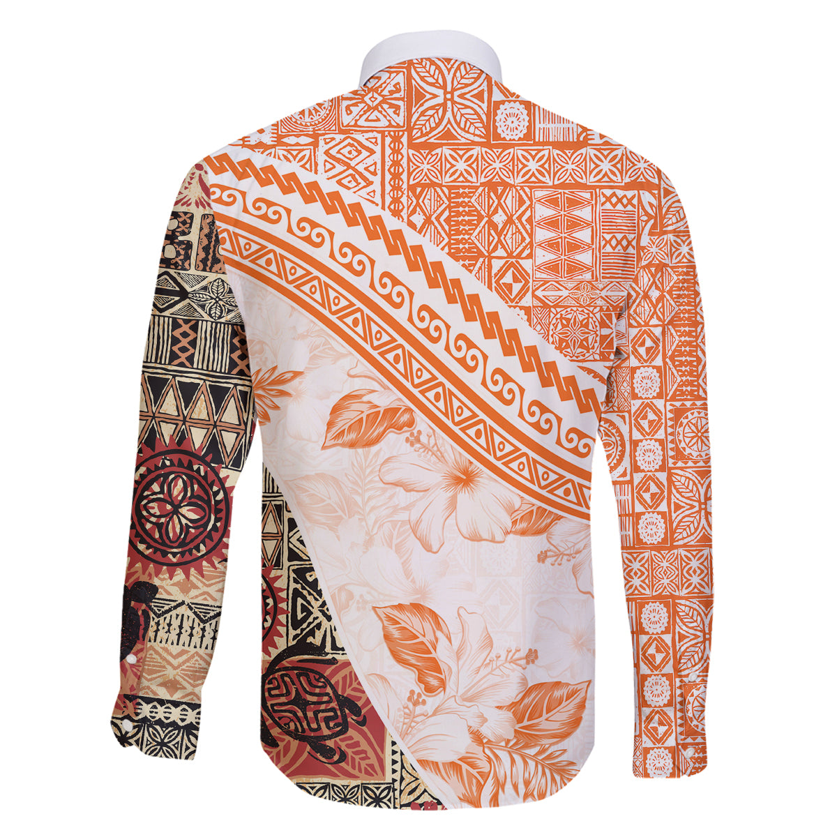 Hawaiian Tapa Family Matching Off Shoulder Short Dress and Hawaiian Shirt Traditional Vintage Pattern Orange LT05 - Polynesian Pride