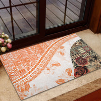 Hawaiian Tapa Rubber Doormat Traditional Vintage Pattern Orange LT05 - Polynesian Pride
