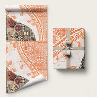 Hawaiian Tapa Wrapping Paper Traditional Vintage Pattern Orange - Polynesian Pride