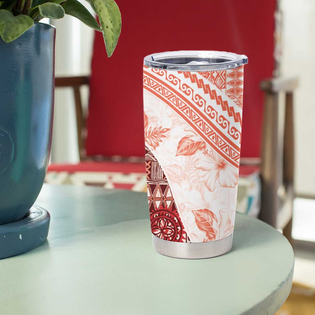 Hawaiian Tapa Tumbler Cup Traditional Vintage Pattern Red