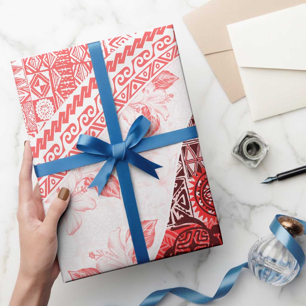 Hawaiian Tapa Wrapping Paper Traditional Vintage Pattern Red - Polynesian Pride