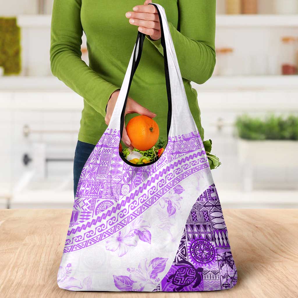 Hawaiian Tapa Grocery Bag Traditional Vintage Pattern Violet