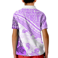 Hawaiian Tapa Kid Polo Shirt Traditional Vintage Pattern Violet LT05 - Polynesian Pride