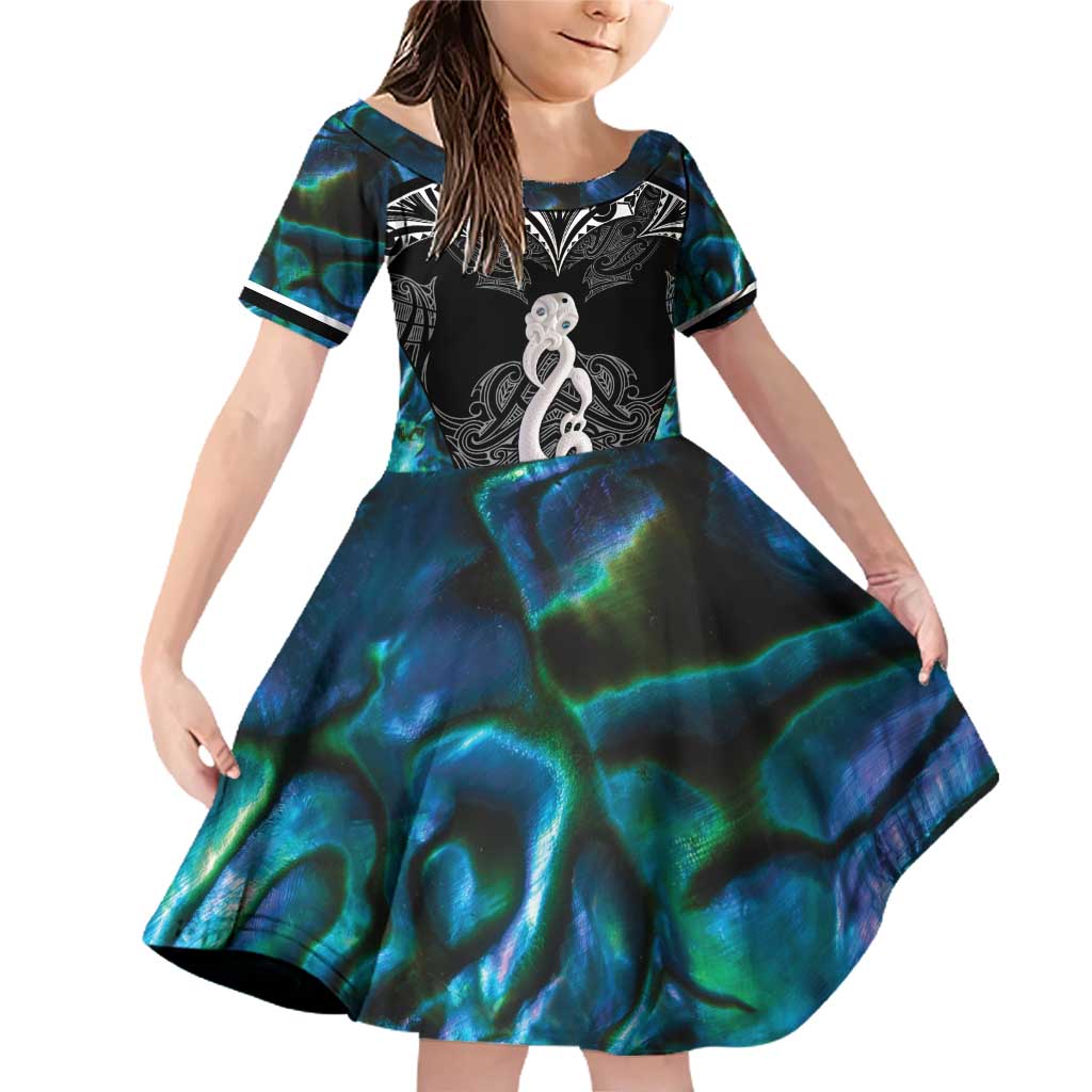New Zealand Aotearoa Family Matching Off Shoulder Short Dress and Hawaiian Shirt Maori Taniwha Paua Shell