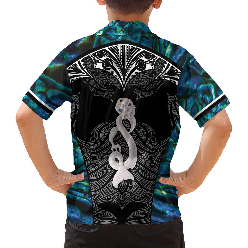 New Zealand Aotearoa Family Matching Tank Maxi Dress and Hawaiian Shirt Maori Taniwha Paua Shell LT05 - Polynesian Pride