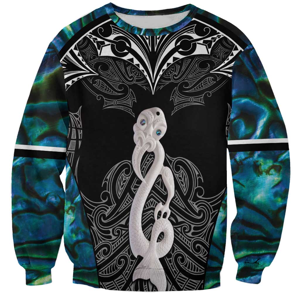 New Zealand Aotearoa Sweatshirt Maori Taniwha Paua Shell