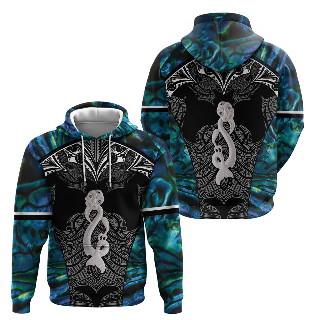 New Zealand Aotearoa Zip Hoodie Maori Taniwha Paua Shell LT05 - Polynesian Pride
