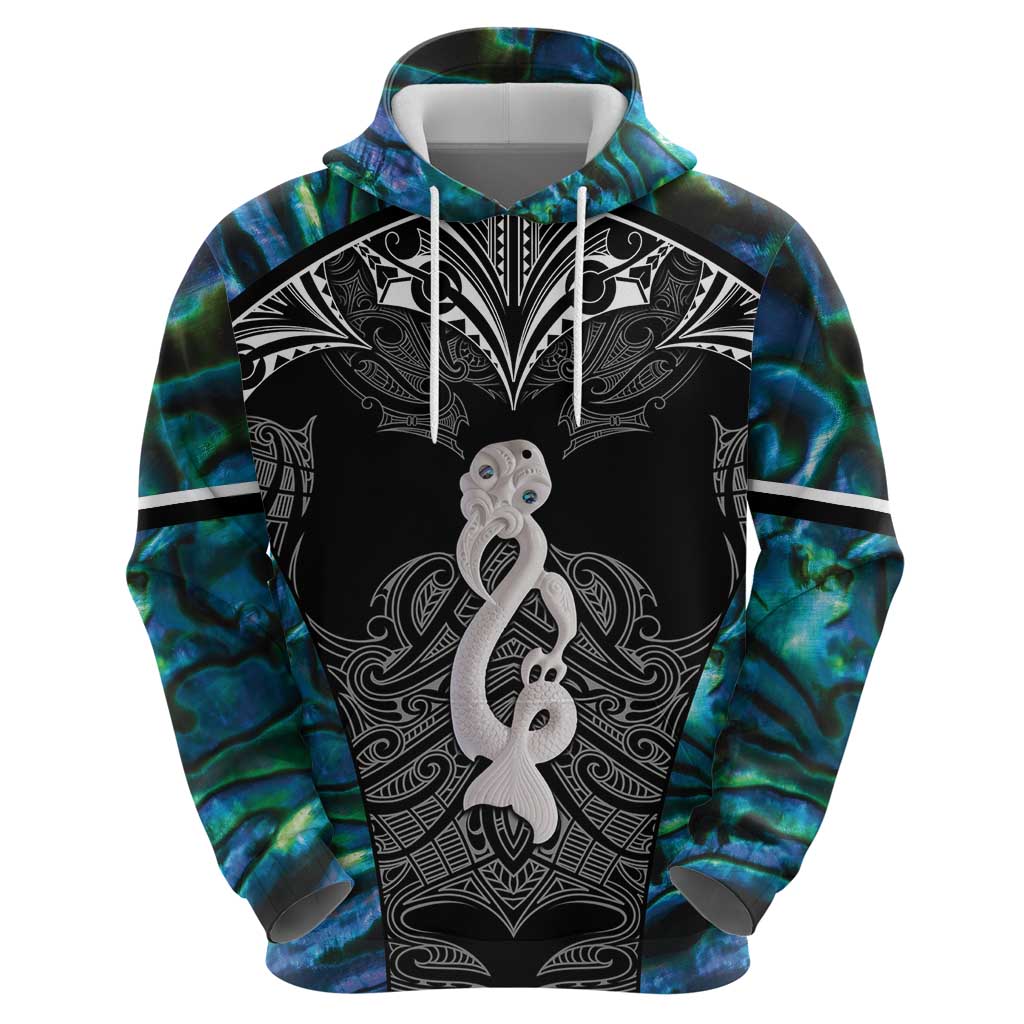 New Zealand Aotearoa Zip Hoodie Maori Taniwha Paua Shell LT05 - Polynesian Pride