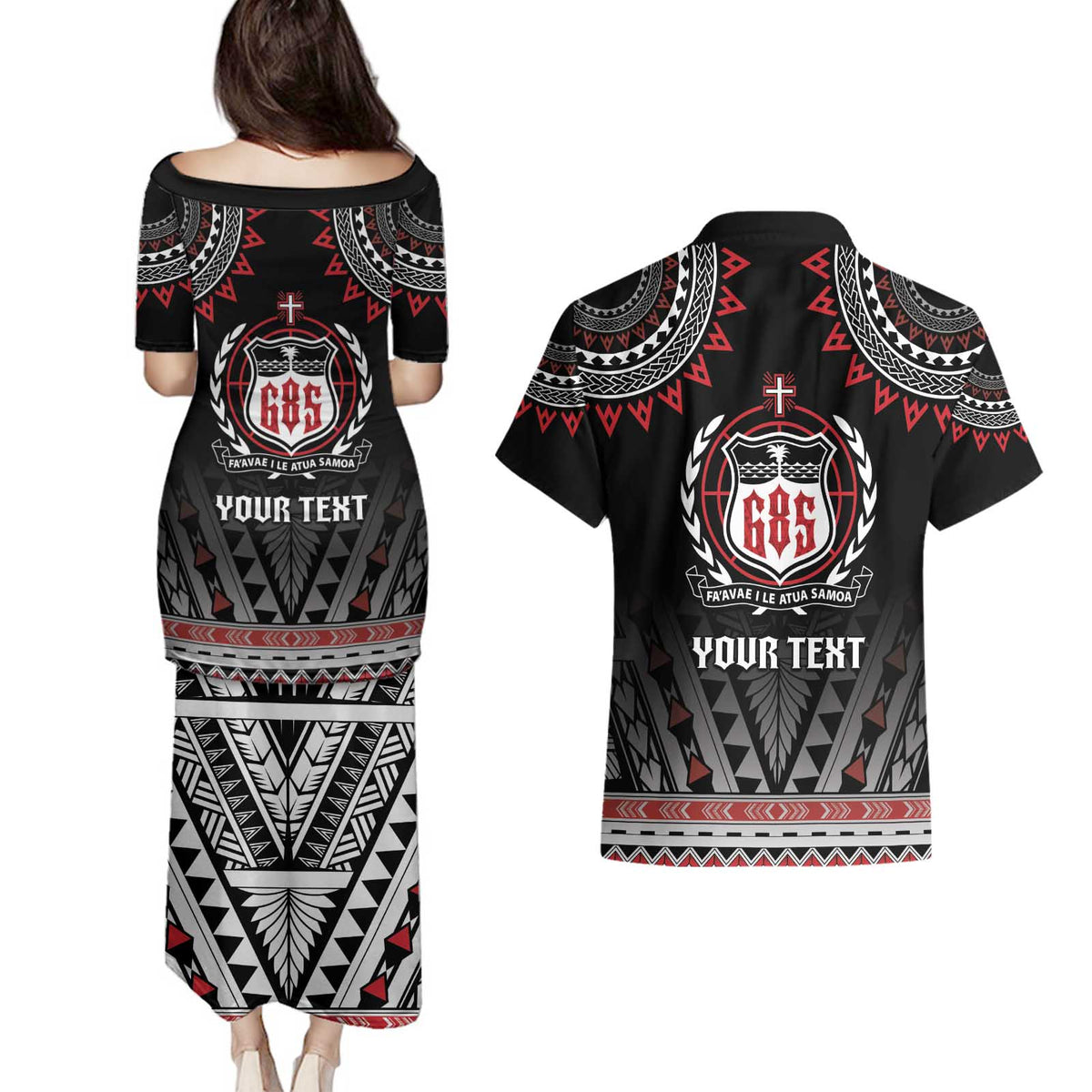 Personalised Samoa Black Saturday Couples Matching Puletasi and Hawaiian Shirt Samoa For Samoans LT05 - Polynesian Pride