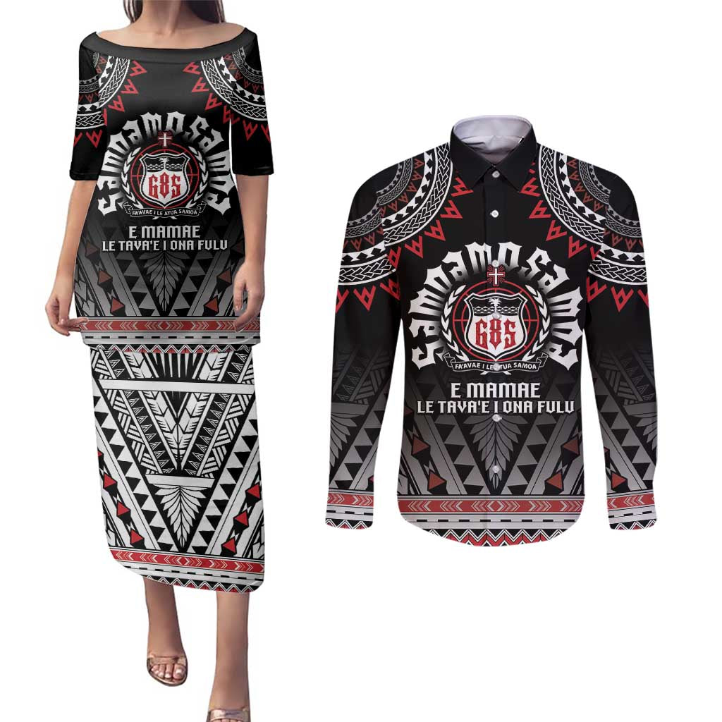 Personalised Samoa Black Saturday Couples Matching Puletasi and Long Sleeve Button Shirt Samoa For Samoans