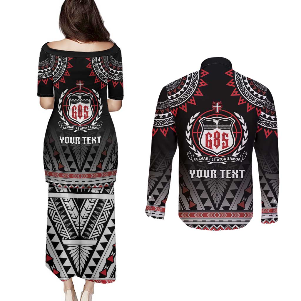 Personalised Samoa Black Saturday Couples Matching Puletasi and Long Sleeve Button Shirt Samoa For Samoans LT05 - Polynesian Pride