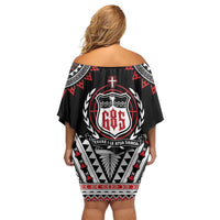 Personalised Samoa Black Saturday Family Matching Off Shoulder Short Dress and Hawaiian Shirt Samoa For Samoans