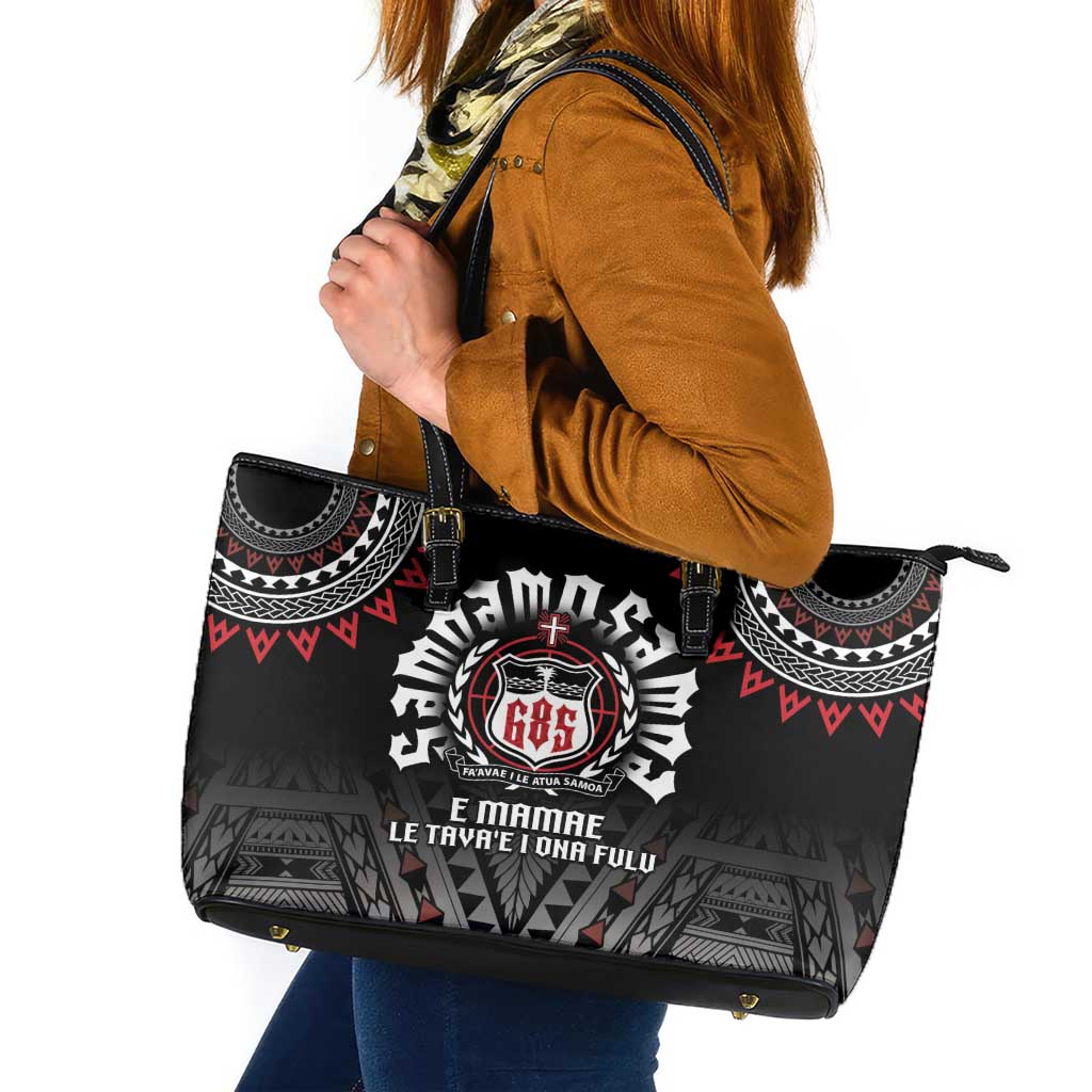 Samoa Black Saturday Leather Tote Bag Samoa For Samoans LT05 Black - Polynesian Pride