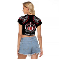 Personalised Samoa Black Saturday Raglan Cropped T Shirt Samoa For Samoans LT05 - Polynesian Pride