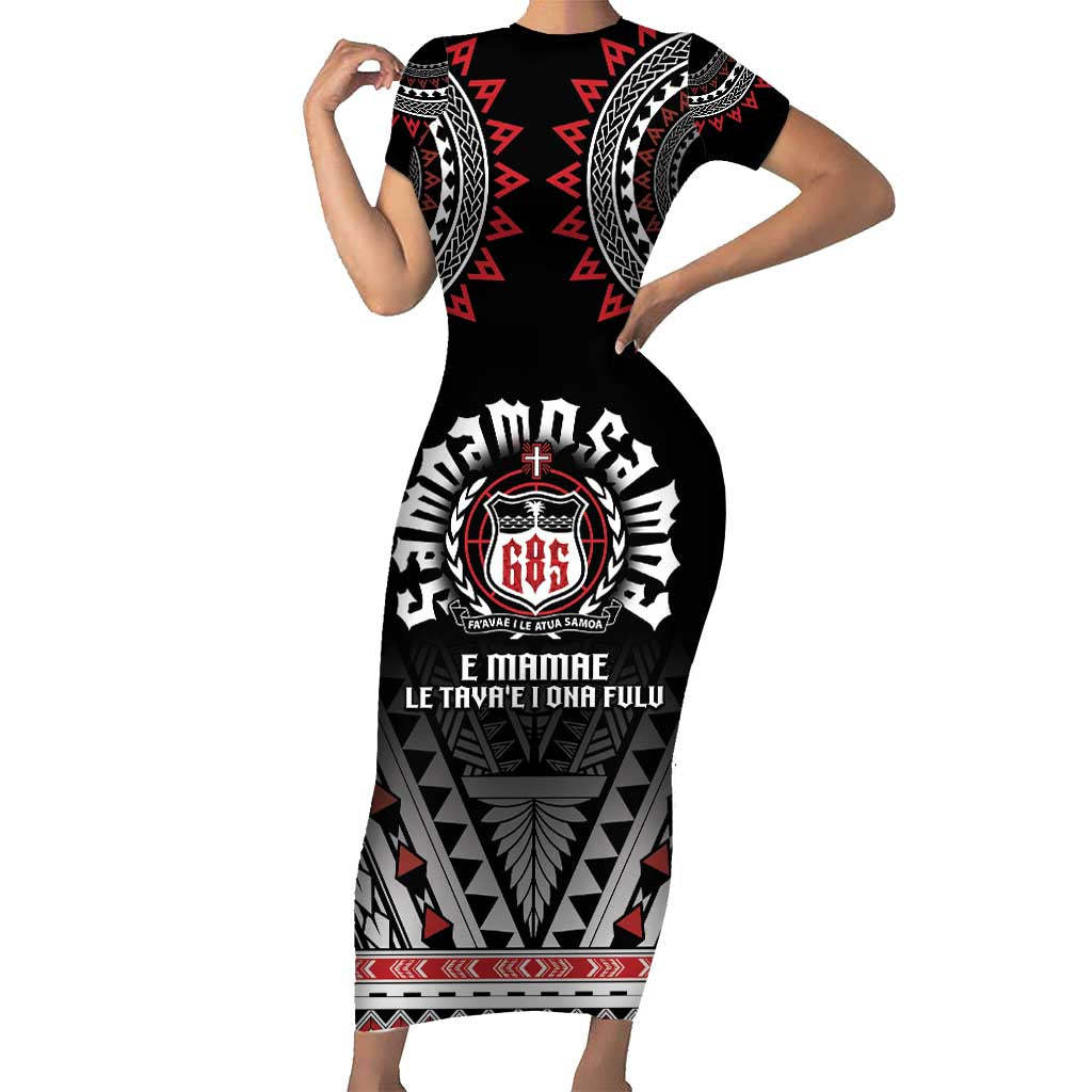Personalised Samoa Black Saturday Short Sleeve Bodycon Dress Samoa For Samoans LT05 Long Dress Black - Polynesian Pride