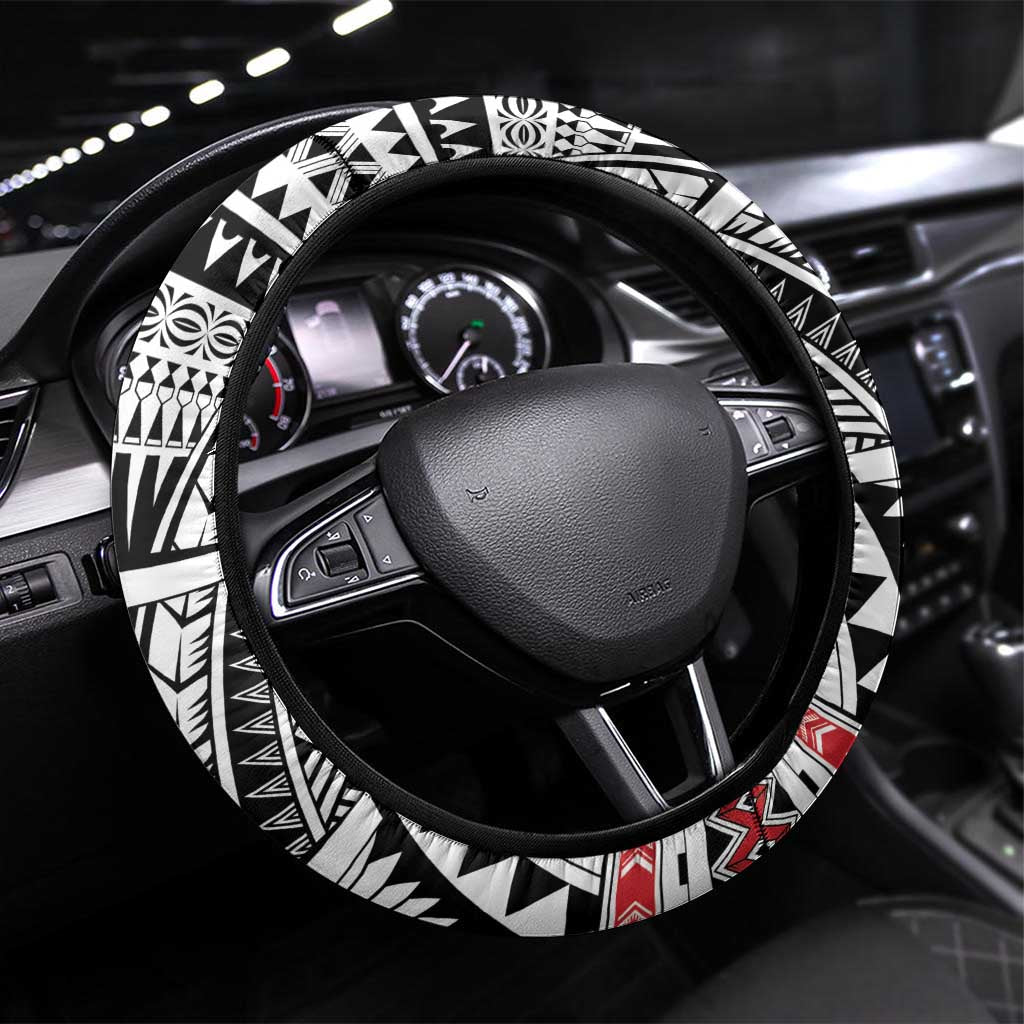 Samoa Black Saturday Steering Wheel Cover Samoa For Samoans LT05 Universal Fit Black - Polynesian Pride