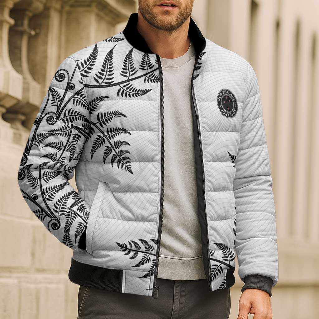 Custom New Zealand Football Bomber Puffer Jacket Aotearoa Pride - Polynesian Pride