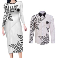 Custom New Zealand Football Couples Matching Long Sleeve Bodycon Dress and Long Sleeve Button Shirt Aotearoa Pride - Polynesian Pride