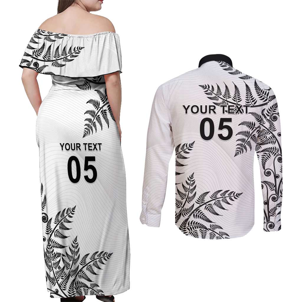 Custom New Zealand Football Couples Matching Off Shoulder Maxi Dress and Long Sleeve Button Shirt Aotearoa Pride - Polynesian Pride