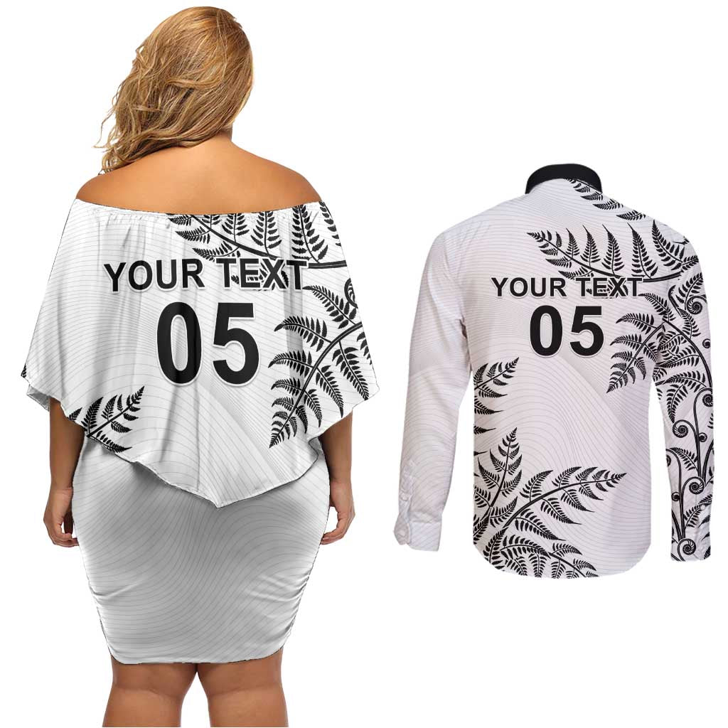 Custom New Zealand Football Couples Matching Off Shoulder Short Dress and Long Sleeve Button Shirt Aotearoa Pride - Polynesian Pride