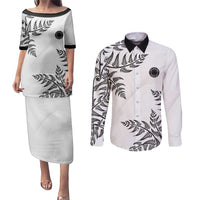 Custom New Zealand Football Couples Matching Puletasi and Long Sleeve Button Shirt Aotearoa Pride - Polynesian Pride