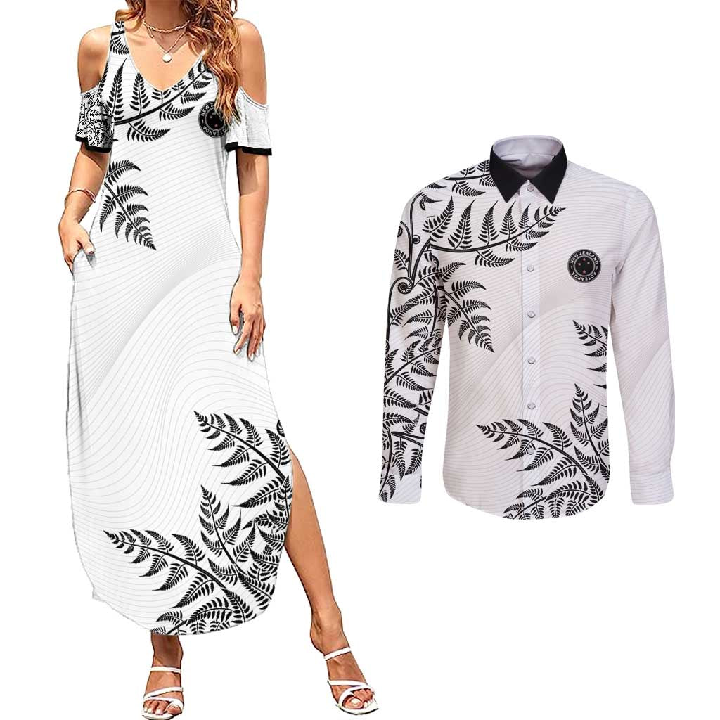 Custom New Zealand Football Couples Matching Summer Maxi Dress and Long Sleeve Button Shirt Aotearoa Pride - Polynesian Pride