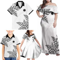 Custom New Zealand Football Family Matching Off Shoulder Maxi Dress and Hawaiian Shirt Aotearoa Pride - Polynesian Pride