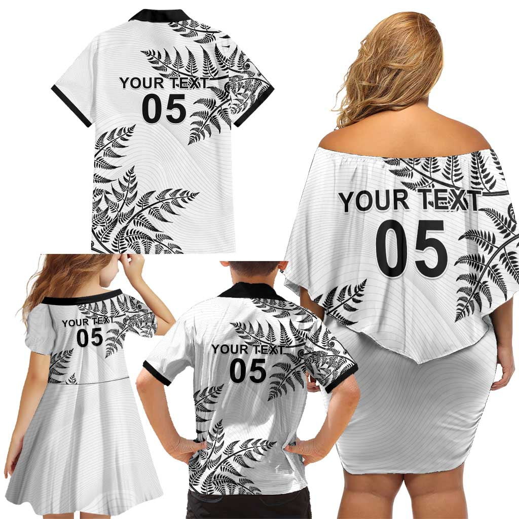 Custom New Zealand Football Family Matching Off Shoulder Short Dress and Hawaiian Shirt Aotearoa Pride - Polynesian Pride