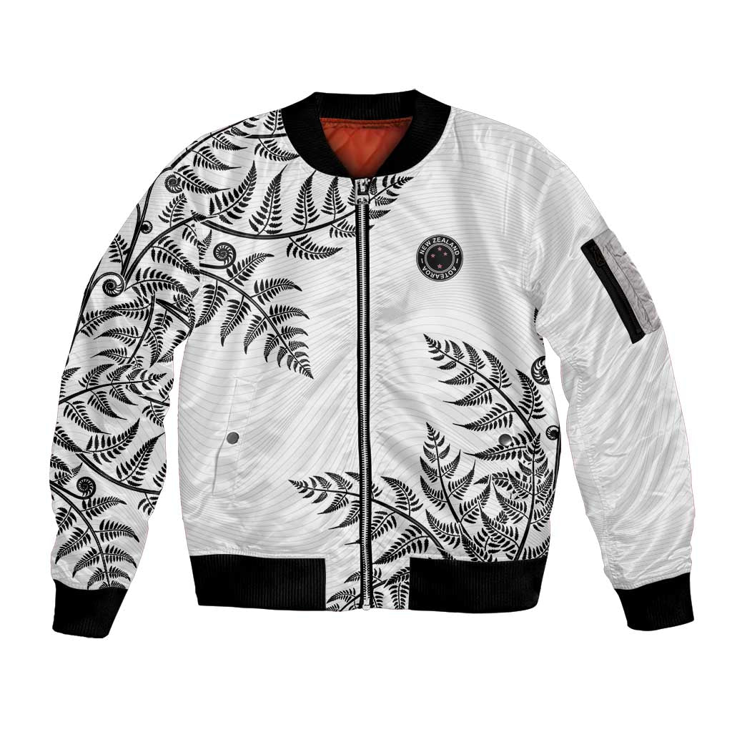 Custom New Zealand Football Sleeve Zip Bomber Jacket Aotearoa Pride - Polynesian Pride