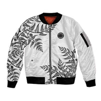 Custom New Zealand Football Sleeve Zip Bomber Jacket Aotearoa Pride - Polynesian Pride