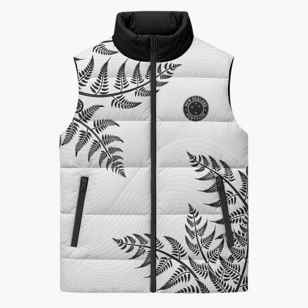 Custom New Zealand Football Sleeveless Puffer Jacket Aotearoa Pride - Polynesian Pride