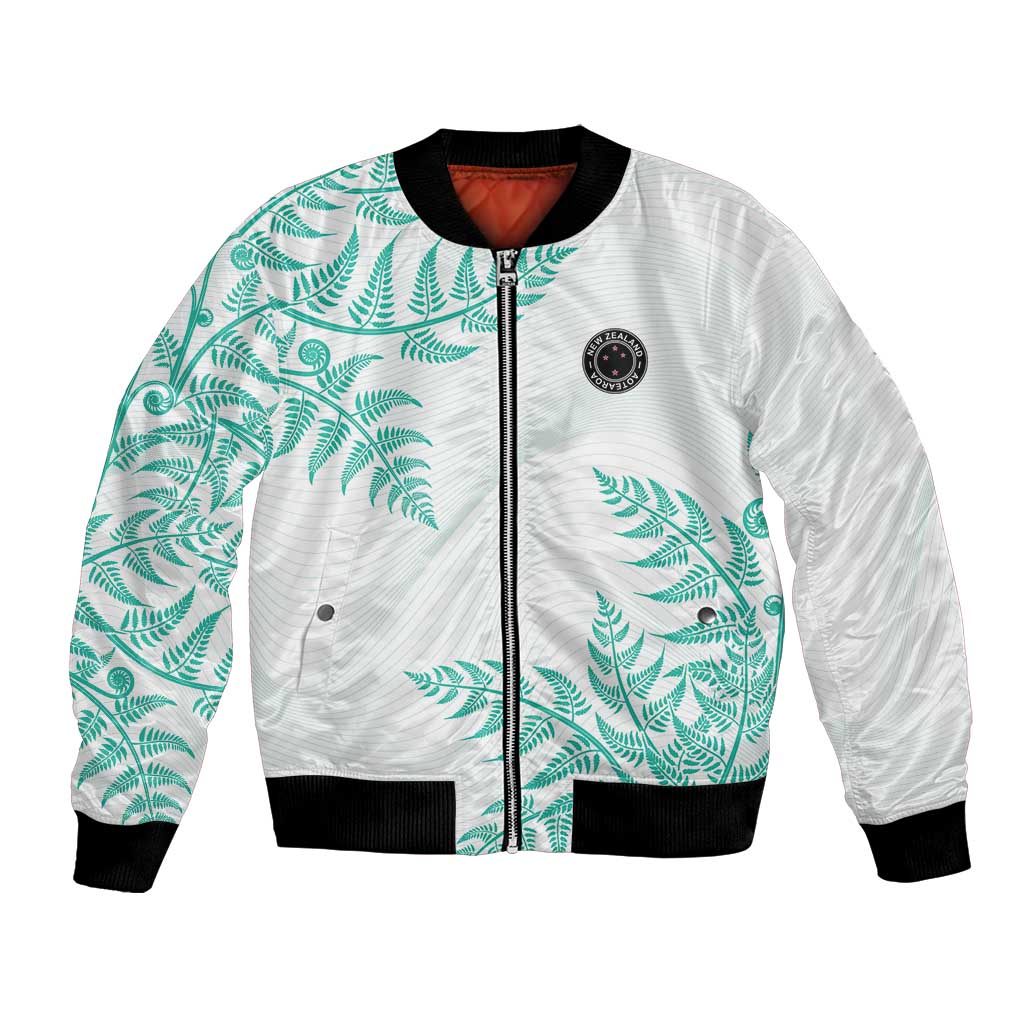 Custom New Zealand Football Bomber Jacket Aotearoa Pride Aqua Version - Polynesian Pride