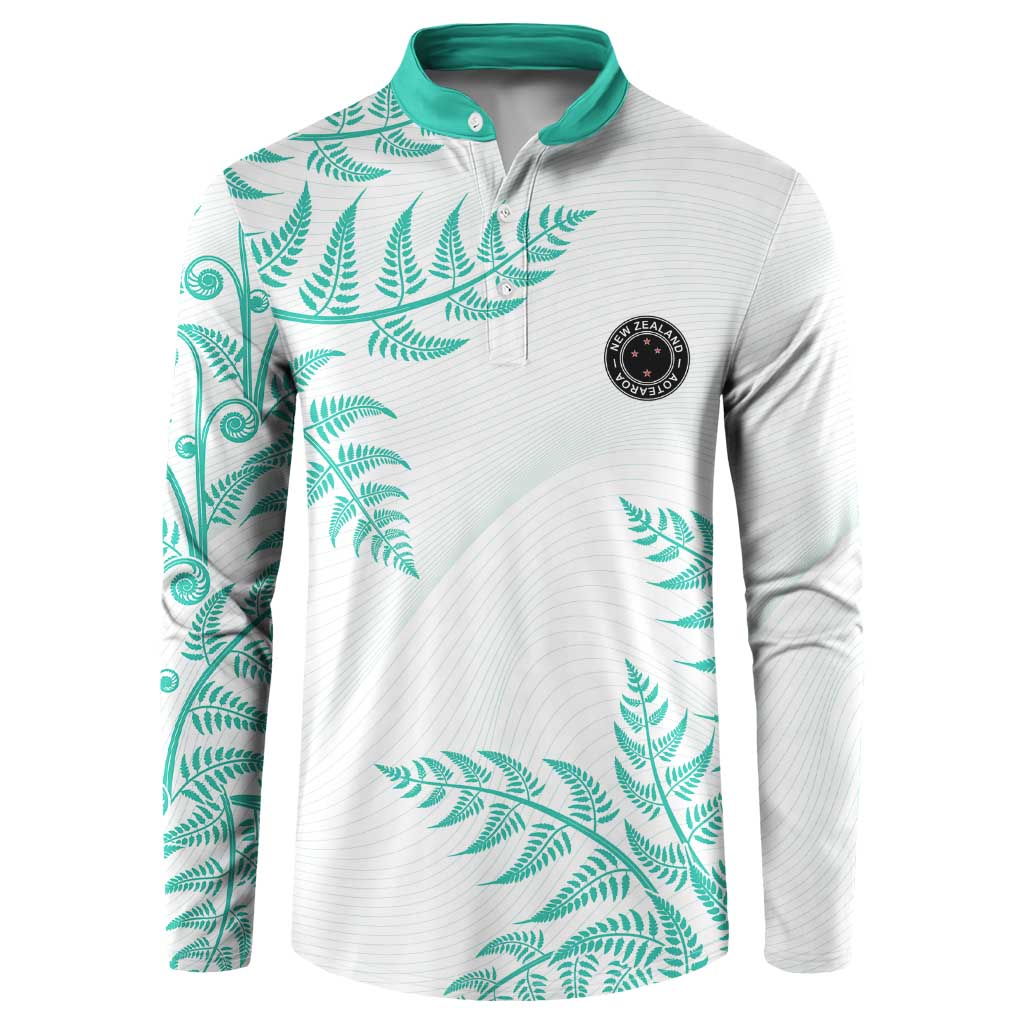 Custom New Zealand Football Button Sweatshirt Aotearoa Pride Aqua Version - Polynesian Pride