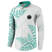 Custom New Zealand Football Button Sweatshirt Aotearoa Pride Aqua Version - Polynesian Pride