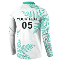 Custom New Zealand Football Button Sweatshirt Aotearoa Pride Aqua Version - Polynesian Pride