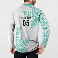 Custom New Zealand Football Button Sweatshirt Aotearoa Pride Aqua Version - Polynesian Pride