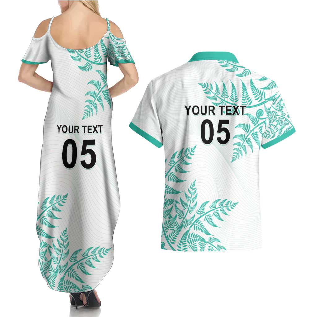 Custom New Zealand Football Couples Matching Summer Maxi Dress and Hawaiian Shirt Aotearoa Pride Aqua Version - Polynesian Pride